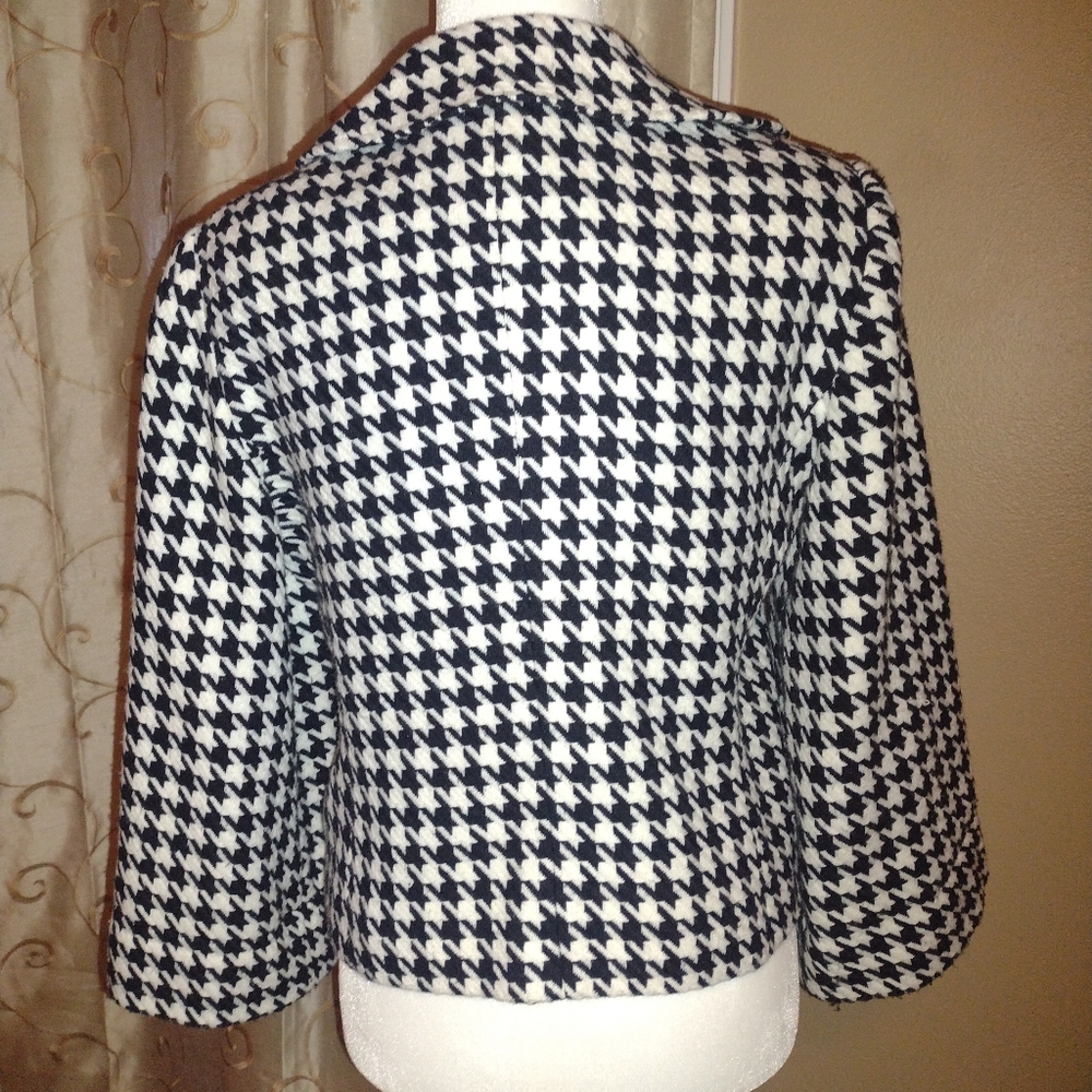 Cropped Houndstooth Checked Jacket - image 7